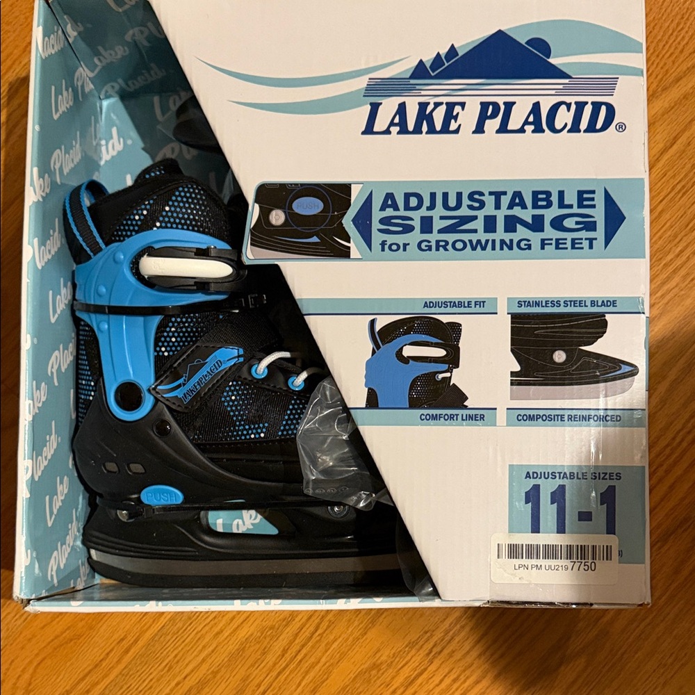Kids Adjustable Ice Skates - Black and Blue